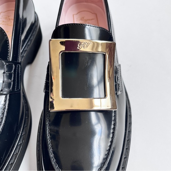 Roger Vivier Viv' Rangers Black Patent Leather Women’s  Loafers 39 US 9 - Picture 6 of 15